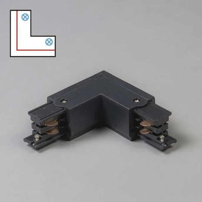 L-Verbinder für 3-Phasenschiene schwarz links - 3-phasig