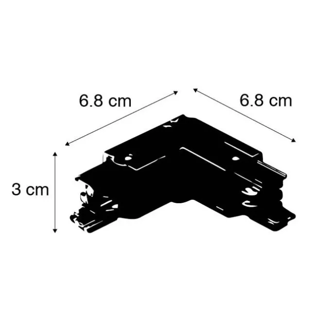 L-Verbinder für 3-Phasenschiene schwarz links - 3-phasig
