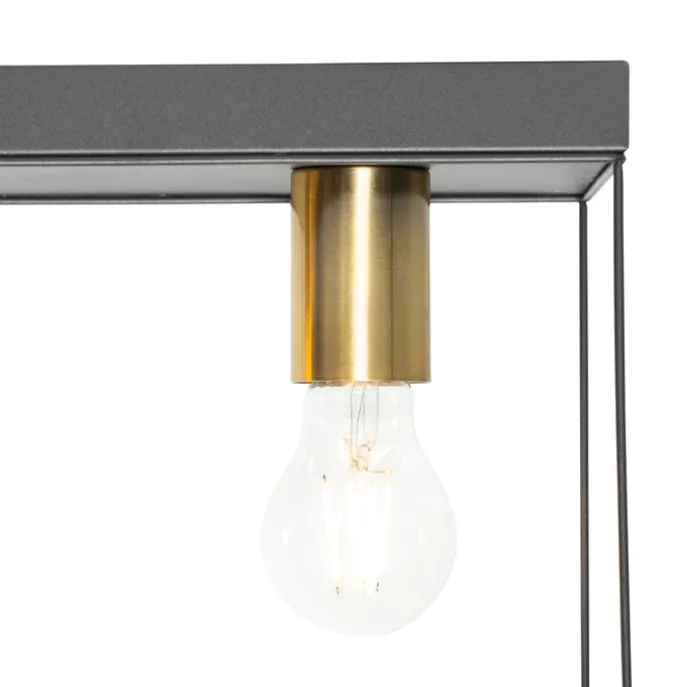 Minimalistische Deckenlampe Schwarz mit Gold 2-flammig - Kodi