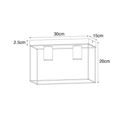 Minimalistische Deckenlampe Schwarz mit Gold 2-flammig - Kodi