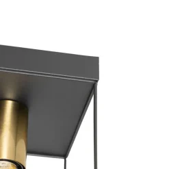 Minimalistische Deckenlampe Schwarz mit Gold 2-flammig - Kodi