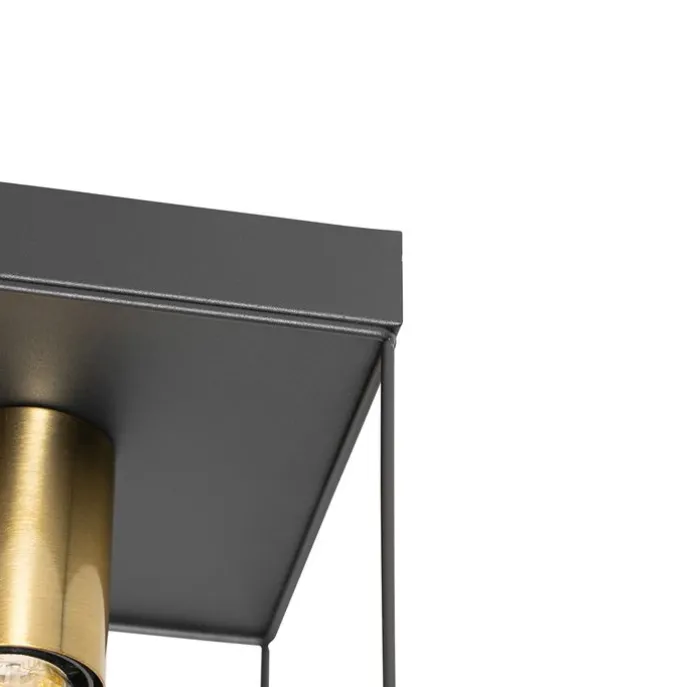 Minimalistische Deckenlampe Schwarz mit Gold 2-flammig - Kodi