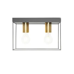 Minimalistische Deckenlampe Schwarz mit Gold 2-flammig - Kodi