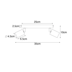 Modern Spot schwarz rechteckig 2-flammig - Facil