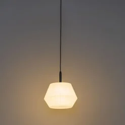 Moderne Außenhängelampe schwarz mit weißem Schirm 32,9 cm IP44 - Robbert