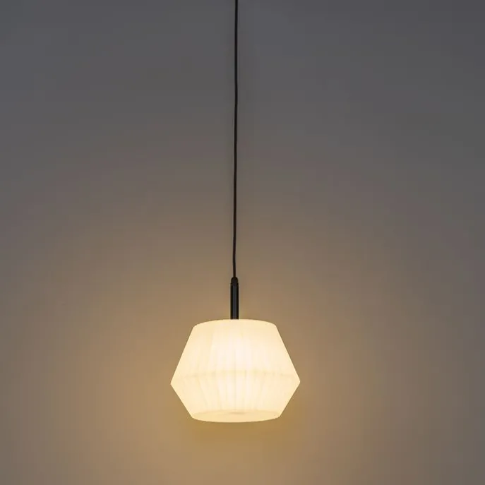 Moderne Außenhängelampe schwarz mit weißem Schirm 32,9 cm IP44 - Robbert