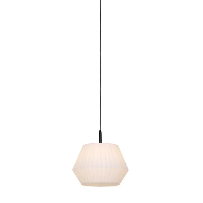 Moderne Außenhängelampe schwarz mit weißem Schirm 45,6 cm IP44 - Robbert