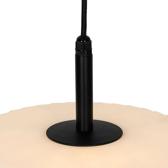 Moderne Außenhängelampe schwarz mit weißem Schirm 45,6 cm IP44 - Robbert