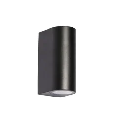 Moderne Außenwandleuchte aus schwarzem Kunststoff, oval, 2-flammig – Baleno