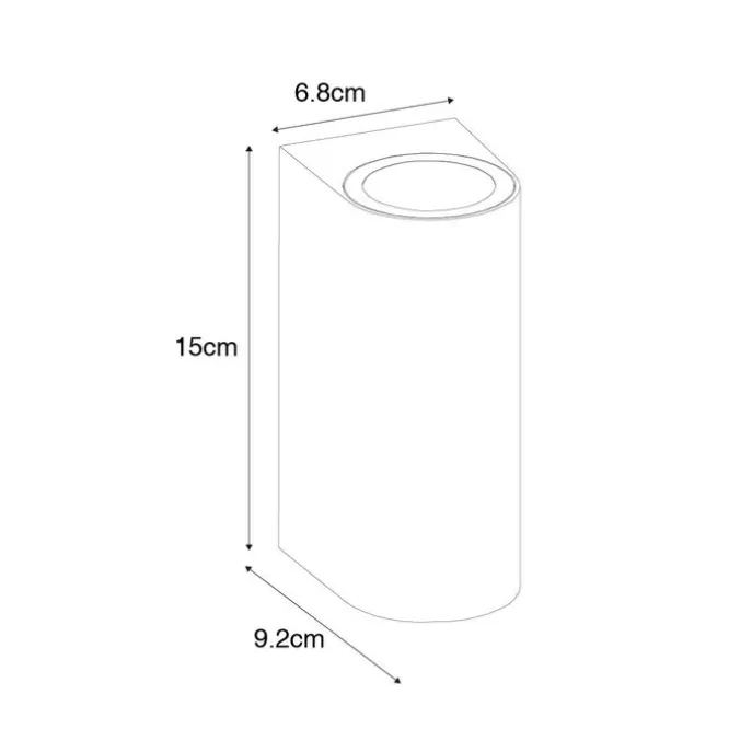 Moderne Außenwandleuchte aus schwarzem Kunststoff, oval, 2-flammig – Baleno
