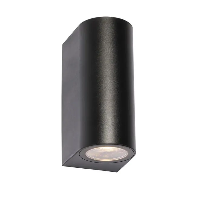 Moderne Außenwandleuchte aus schwarzem Kunststoff, oval, 2-flammig – Baleno