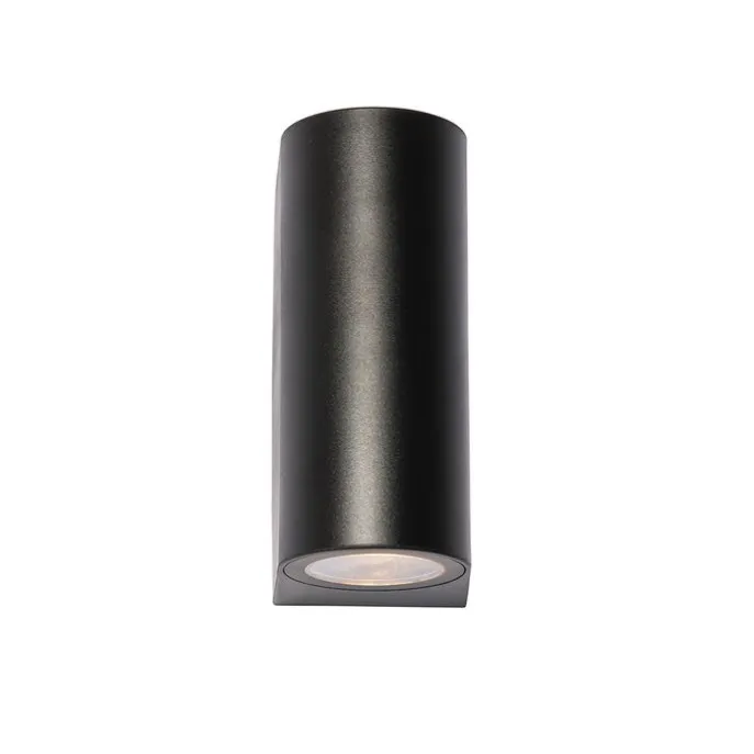 Moderne Außenwandleuchte aus schwarzem Kunststoff, oval, 2-flammig – Baleno