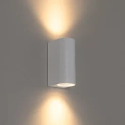 Moderne Außenwandleuchte aus weißem Kunststoff, oval, 2-flammig – Baleno