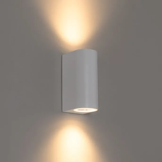 Moderne Außenwandleuchte aus weißem Kunststoff, oval, 2-flammig – Baleno