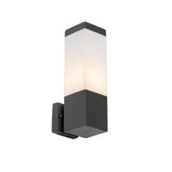 Moderne Außenwandleuchte dunkelgrau mit Opal - Malios