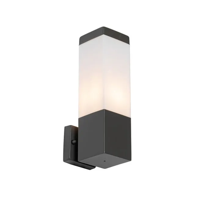 Moderne Außenwandleuchte dunkelgrau mit Opal - Malios