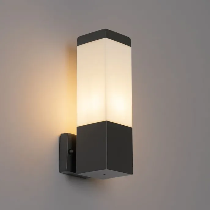 Moderne Außenwandleuchte dunkelgrau mit Opal - Malios