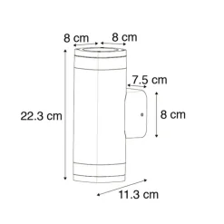 Moderne Außenwandleuchte eckig 2-hell dunkelgrau - Fox