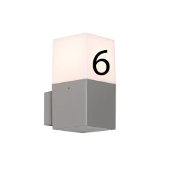 Moderne Außenwandleuchte grau IP44 mit Hausnummer - Dänemark