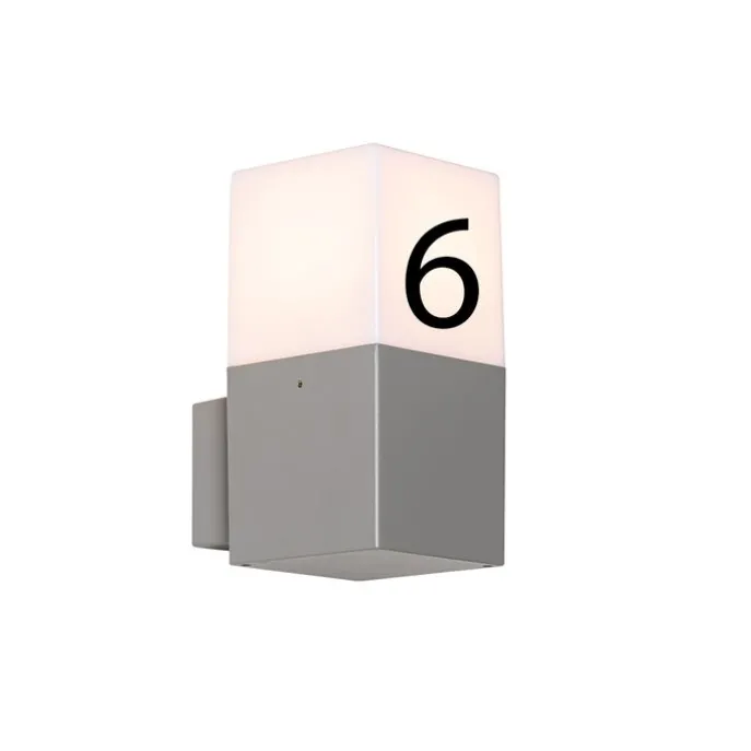Moderne Außenwandleuchte grau IP44 mit Hausnummer - Dänemark