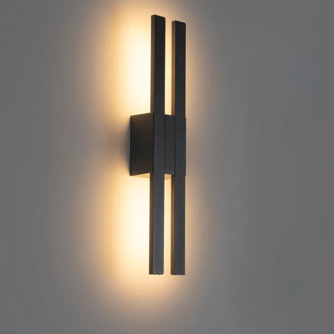 Moderne Außenwandleuchte schwarz inkl. LED 2-Licht IP54 - Jamal