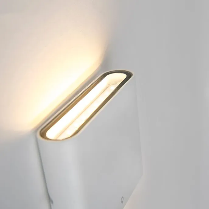 Moderne Außenwandleuchte weiß 11,5 cm inkl. LED - Batt
