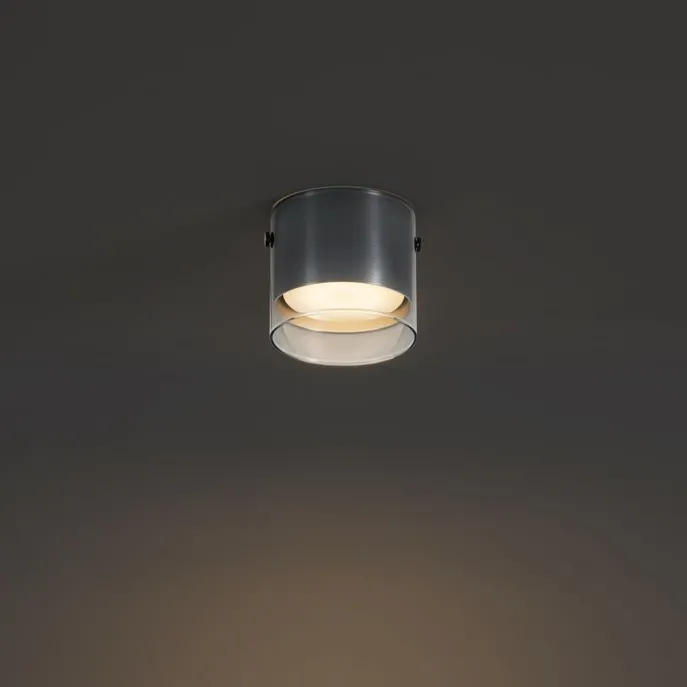 Moderne Aufbauleuchte Gunmetal mit Glas - Drain