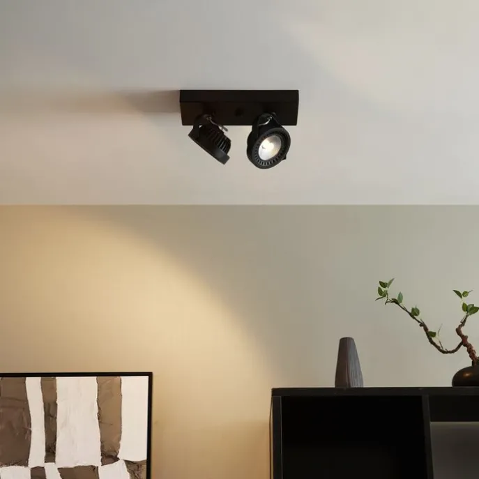 Moderne Aufbauleuchte schwarz inkl. dimmbarer LED 2-Licht - Apollo