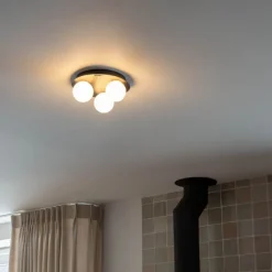 Moderne Badezimmer-Deckenleuchte schwarz 3-Licht - Cederic