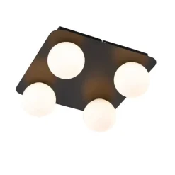 Moderne Badezimmer-Deckenleuchte schwarz quadratisch 4-flammig - Cederic