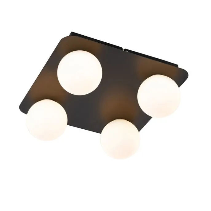 Moderne Badezimmer-Deckenleuchte schwarz quadratisch 4-flammig - Cederic