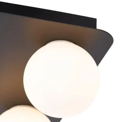 Moderne Badezimmer-Deckenleuchte schwarz quadratisch 4-flammig - Cederic