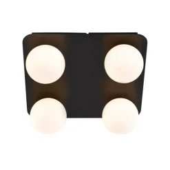 Moderne Badezimmer-Deckenleuchte schwarz quadratisch 4-flammig - Cederic