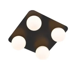 Moderne Badezimmer-Deckenleuchte schwarz quadratisch 4-flammig - Cederic