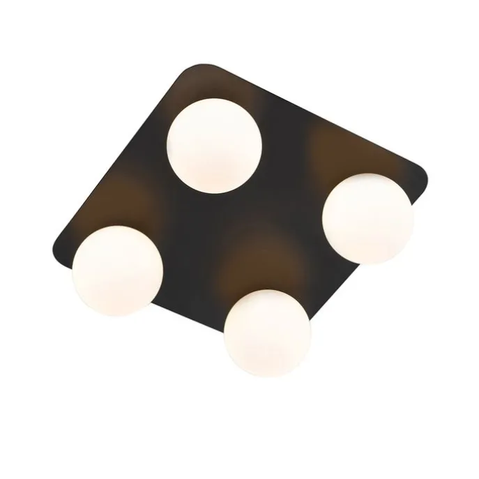 Moderne Badezimmer-Deckenleuchte schwarz quadratisch 4-flammig - Cederic