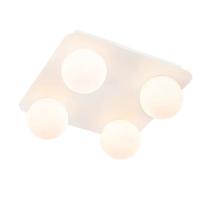 Moderne Badezimmer-Deckenleuchte weiß quadratisch 4-flammig - Cederic