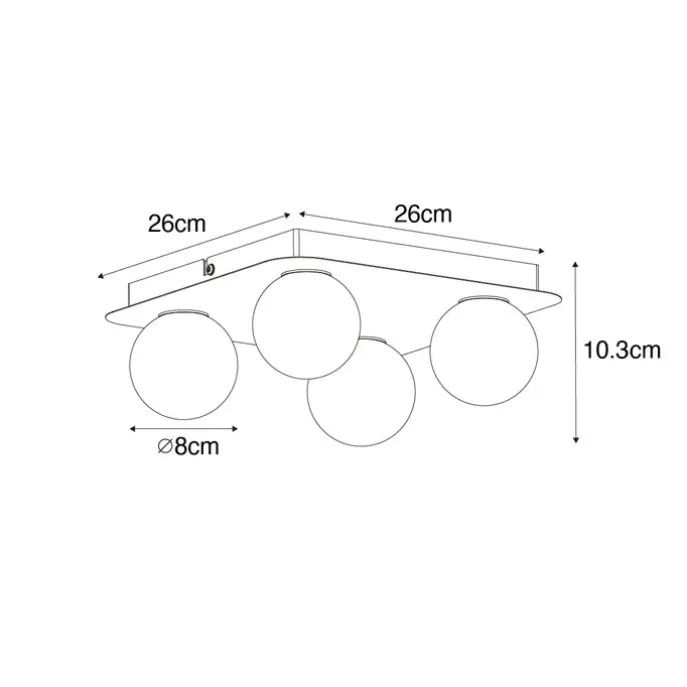 Moderne Badezimmer-Deckenleuchte weiß quadratisch 4-flammig - Cederic