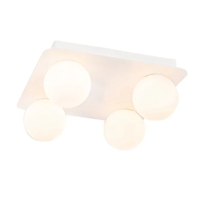 Moderne Badezimmer-Deckenleuchte weiß quadratisch 4-flammig - Cederic