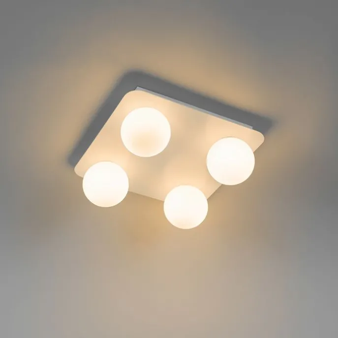 Moderne Badezimmer-Deckenleuchte weiß quadratisch 4-flammig - Cederic