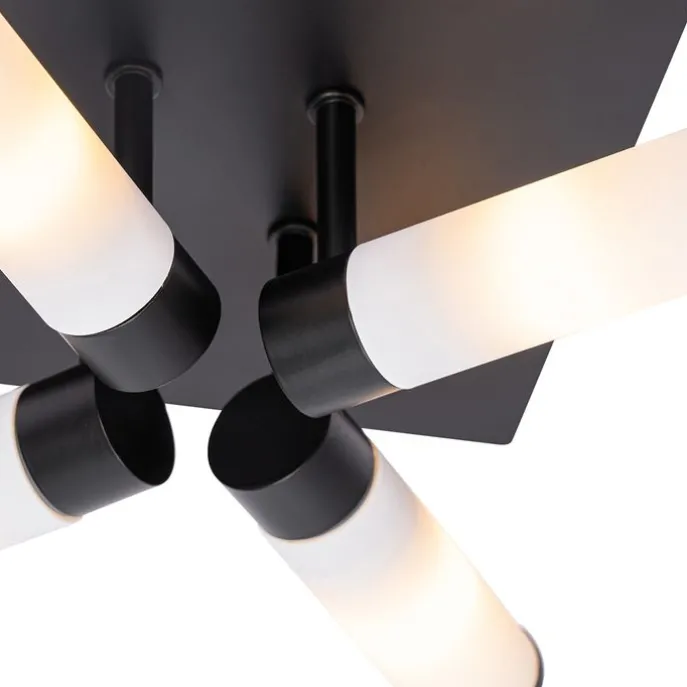 Moderne Badezimmer-Deckenleuchte schwarz 4-flammig IP44 - Bath
