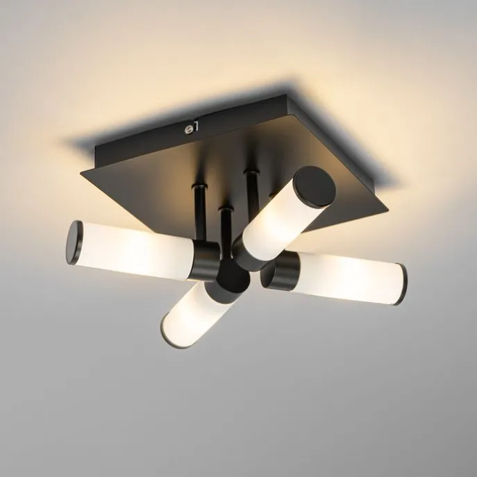 Moderne Badezimmer-Deckenleuchte schwarz 4-flammig IP44 - Bath