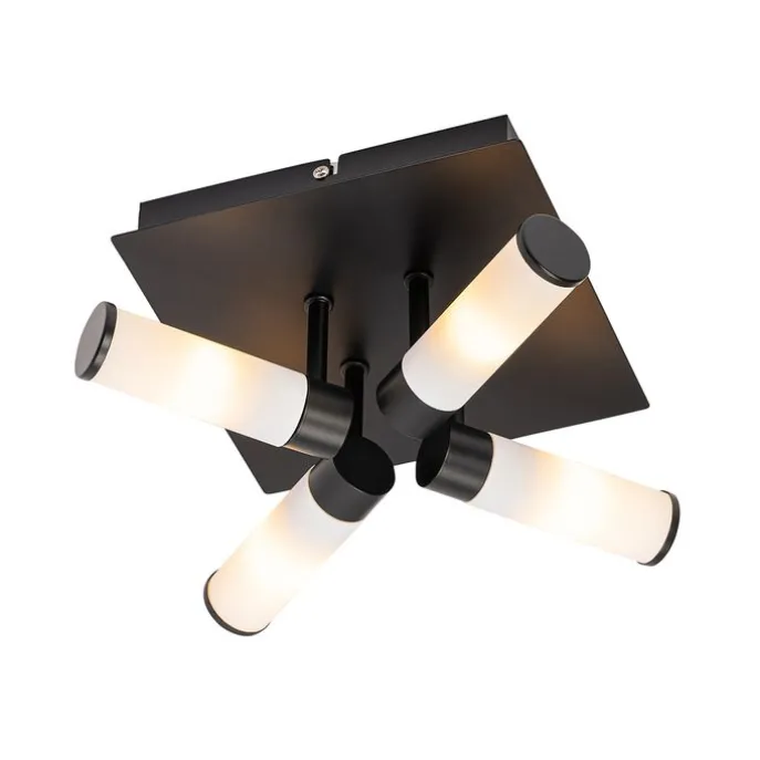 Moderne Badezimmer-Deckenleuchte schwarz 4-flammig IP44 - Bath