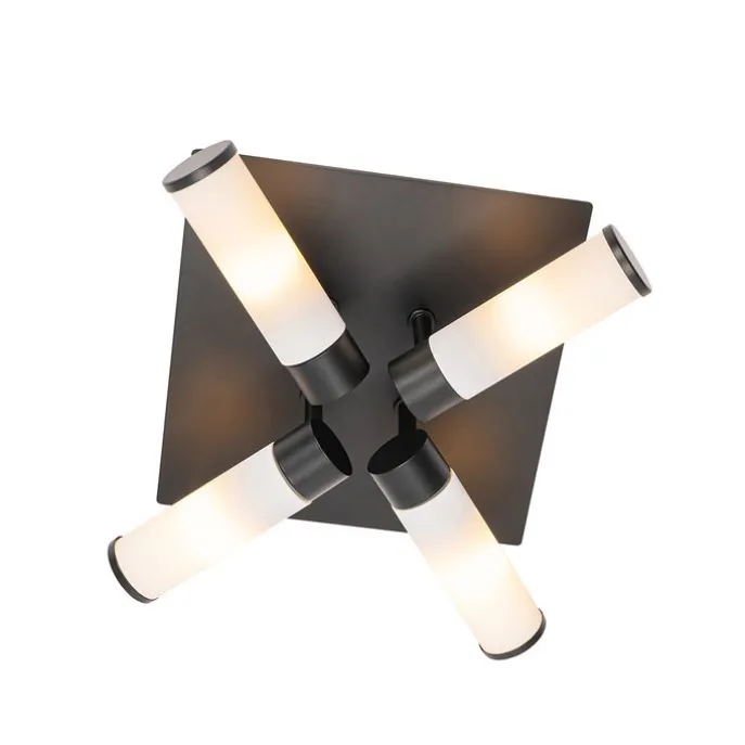 Moderne Badezimmer-Deckenleuchte schwarz 4-flammig IP44 - Bath