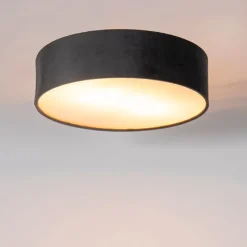 Moderne Deckenlampe grau 40 cm mit goldener Innenausstattung - Drum