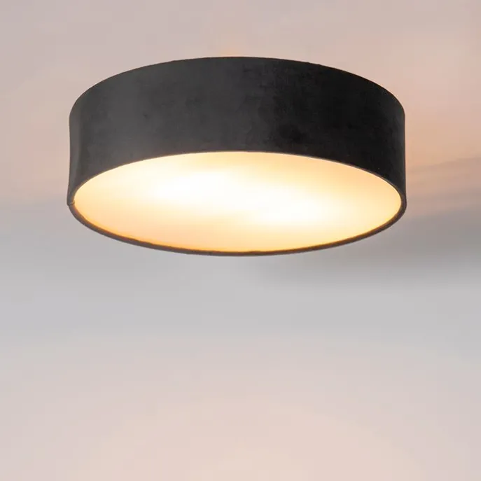 Moderne Deckenlampe grau 40 cm mit goldener Innenausstattung - Drum