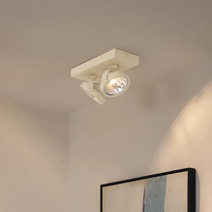 Moderne Deckenleuchte Beige G9 rund schwenk- und neigbar 2-flammig - Go