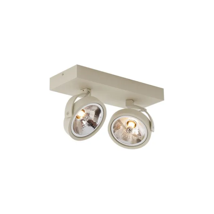 Moderne Deckenleuchte Beige G9 rund schwenk- und neigbar 2-flammig - Go