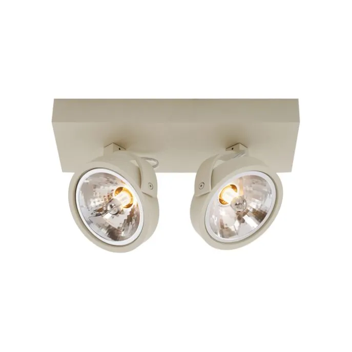 Moderne Deckenleuchte Beige G9 rund schwenk- und neigbar 2-flammig - Go