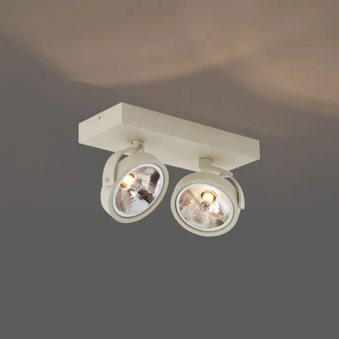 Moderne Deckenleuchte Beige G9 rund schwenk- und neigbar 2-flammig - Go