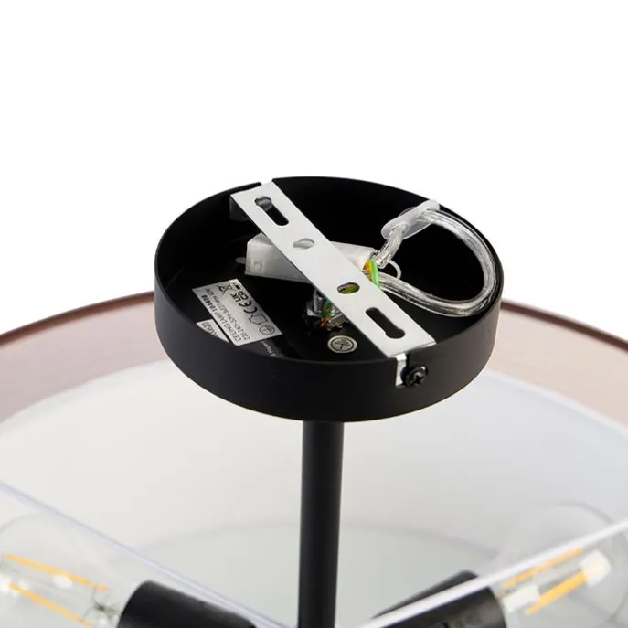 Moderne Deckenleuchte braun mit weiß 50 cm 3 Lichter - Drum Duo